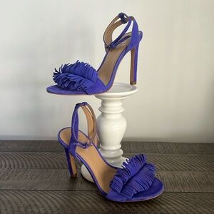 Vintage BANANA REPUBLIC FRINGE ANKLE STRAP LEATHER HEEL